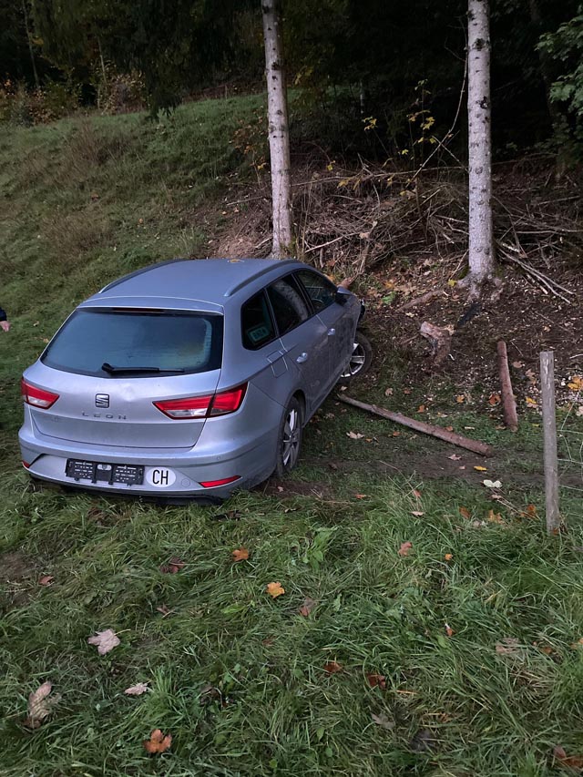 PW-Lenker in Wittinsburg verursachte Selbstunfall. Foto: Polizei BL