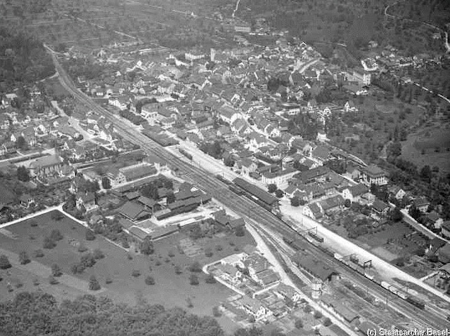 Flugaufnahme Sissach, 1933; © Bildarchiv Kantonale Denkmalpflege BL