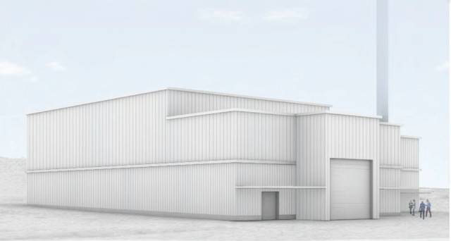 Detailansicht des Architekturvorschlags des neuen Abfallbehandlungszentrums. © Itten+Brechbühl AG
